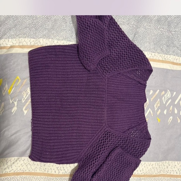 Purple Ribbed Knit Crop Top - Picture 5 of 5